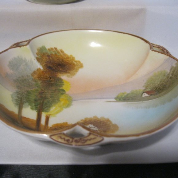 Vintage Nippon Hand Painted Creamer & Serving Dish - Picture 4 of 7